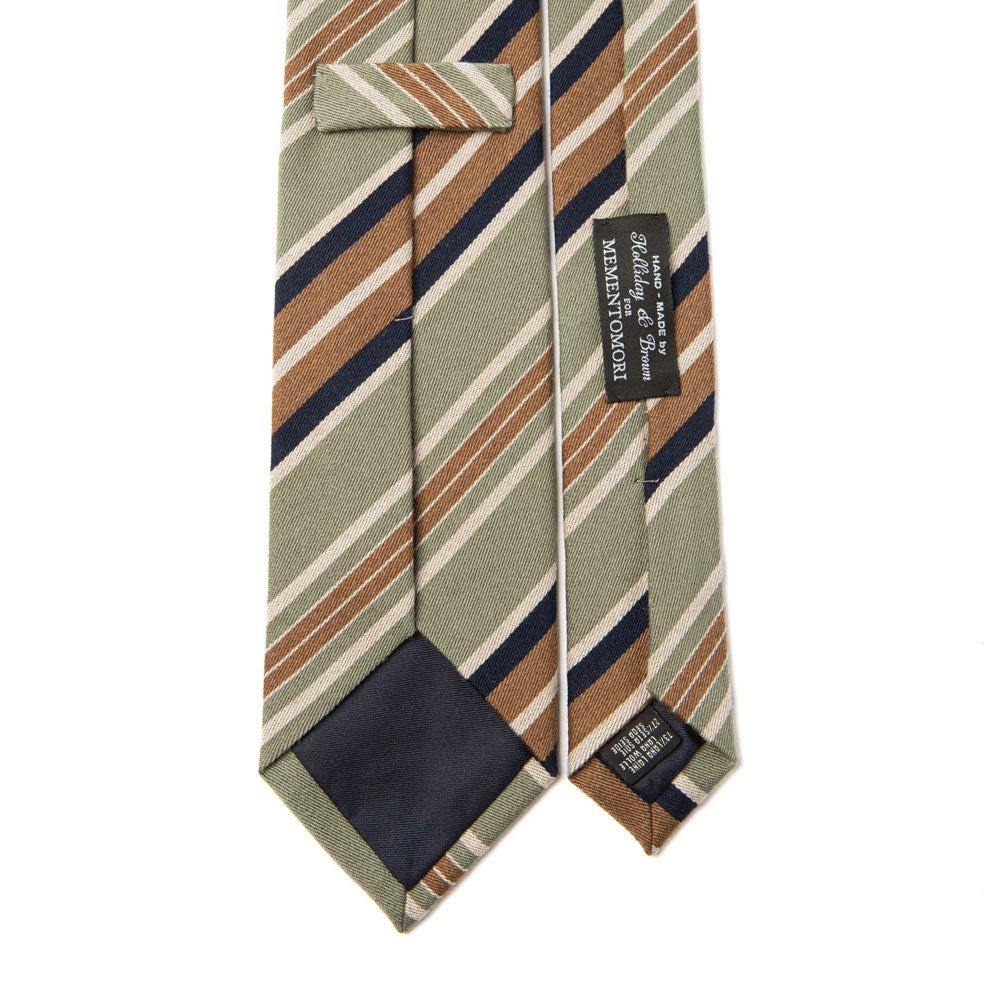 Signature Stripe Sage Green Woven Wool Silk Tie