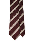 White Triple Rope Stripe Burgundy Woven Silk Tie