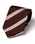 White Triple Rope Stripe Burgundy Woven Silk Tie