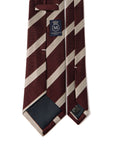 White Triple Rope Stripe Burgundy Woven Silk Tie