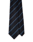 Blue Navy Double Stripe Dark Navy Woven Silk Tie