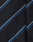 Blue Navy Double Stripe Dark Navy Woven Silk Tie