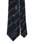 Blue Navy Double Stripe Dark Navy Woven Silk Tie