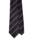 Pink Beige Double Stripe Dark Navy Woven Silk Tie