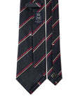 Pink Beige Double Stripe Dark Navy Woven Silk Tie