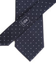 King Twill Pin Dot Navy White Silk Tie