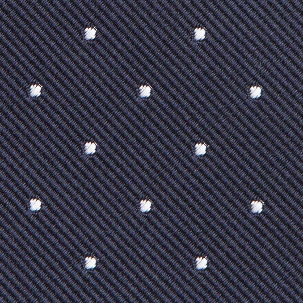 King Twill Pin Dot Navy White Silk Tie