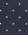 King Twill Pin Dot Navy White Silk Tie