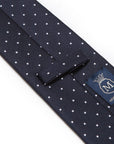 King Twill Pin Dot Navy White Silk Tie