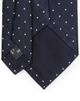 King Twill Pin Dot Navy White Silk Tie