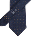 King Twill Pin Dot Navy Orange Silk Tie