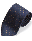 King Twill Pin Dot Navy Orange Silk Tie