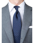 King Twill Pin Dot Navy Orange Silk Tie