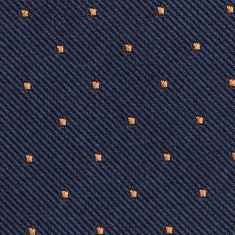 King Twill Pin Dot Navy Orange Silk Tie