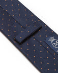 King Twill Pin Dot Navy Orange Silk Tie