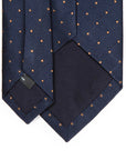 King Twill Pin Dot Navy Orange Silk Tie