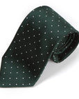 King Twill Pin Dot Green White Silk Tie