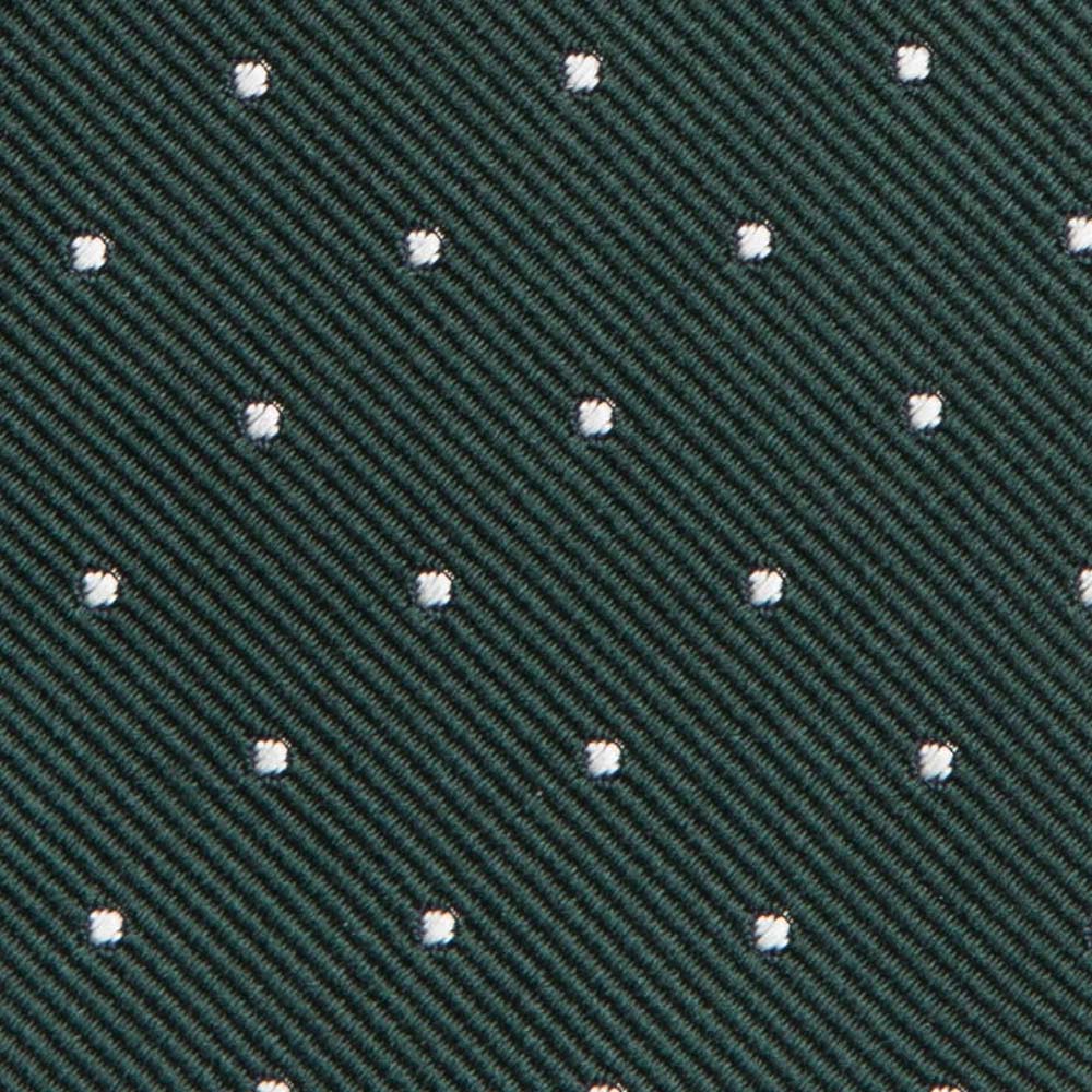 King Twill Pin Dot Green White Silk Tie