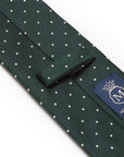 King Twill Pin Dot Green White Silk Tie