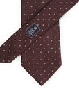 King Twill Pin Dot Brown White Silk Tie