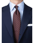 King Twill Pin Dot Brown White Silk Tie