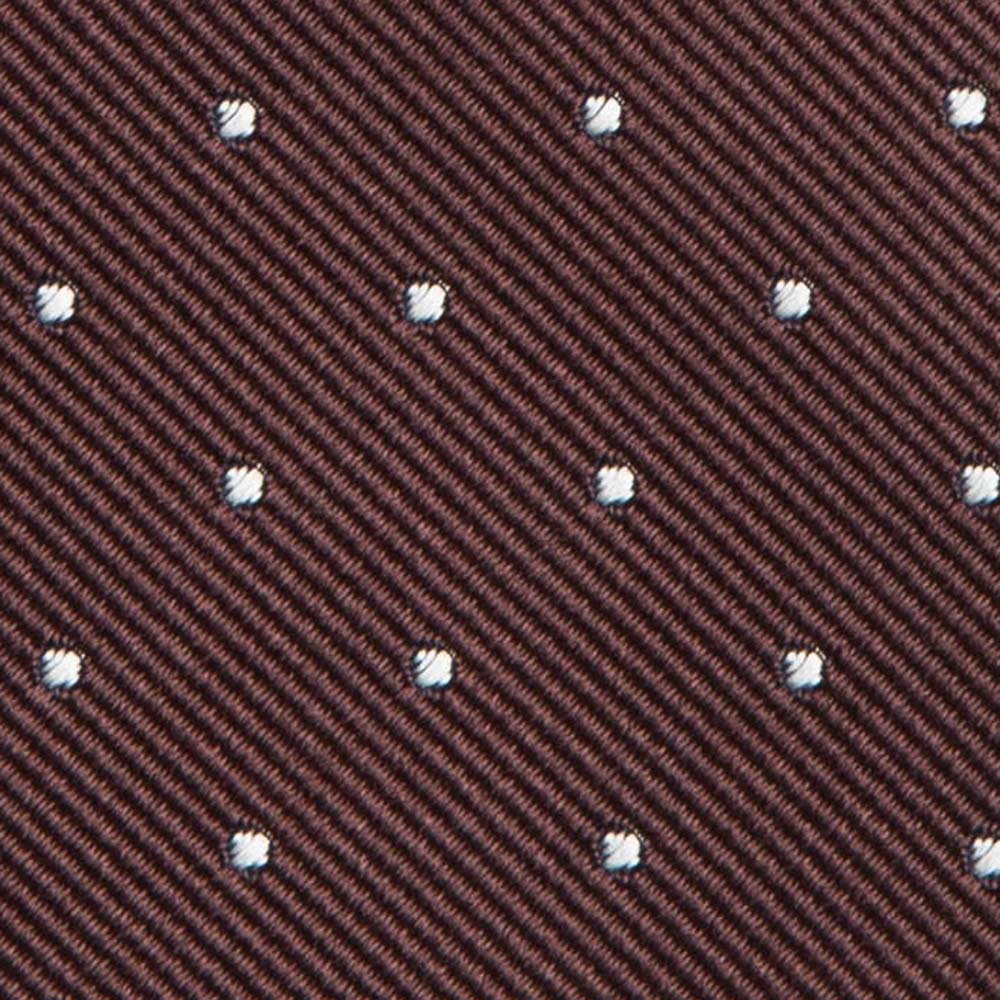 King Twill Pin Dot Brown White Silk Tie