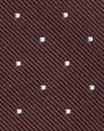 King Twill Pin Dot Brown White Silk Tie