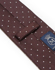 King Twill Pin Dot Brown White Silk Tie