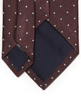 King Twill Pin Dot Brown White Silk Tie