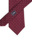 King Twill Pin Dot Burgundy White Silk Tie