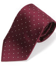 King Twill Pin Dot Burgundy White Silk Tie