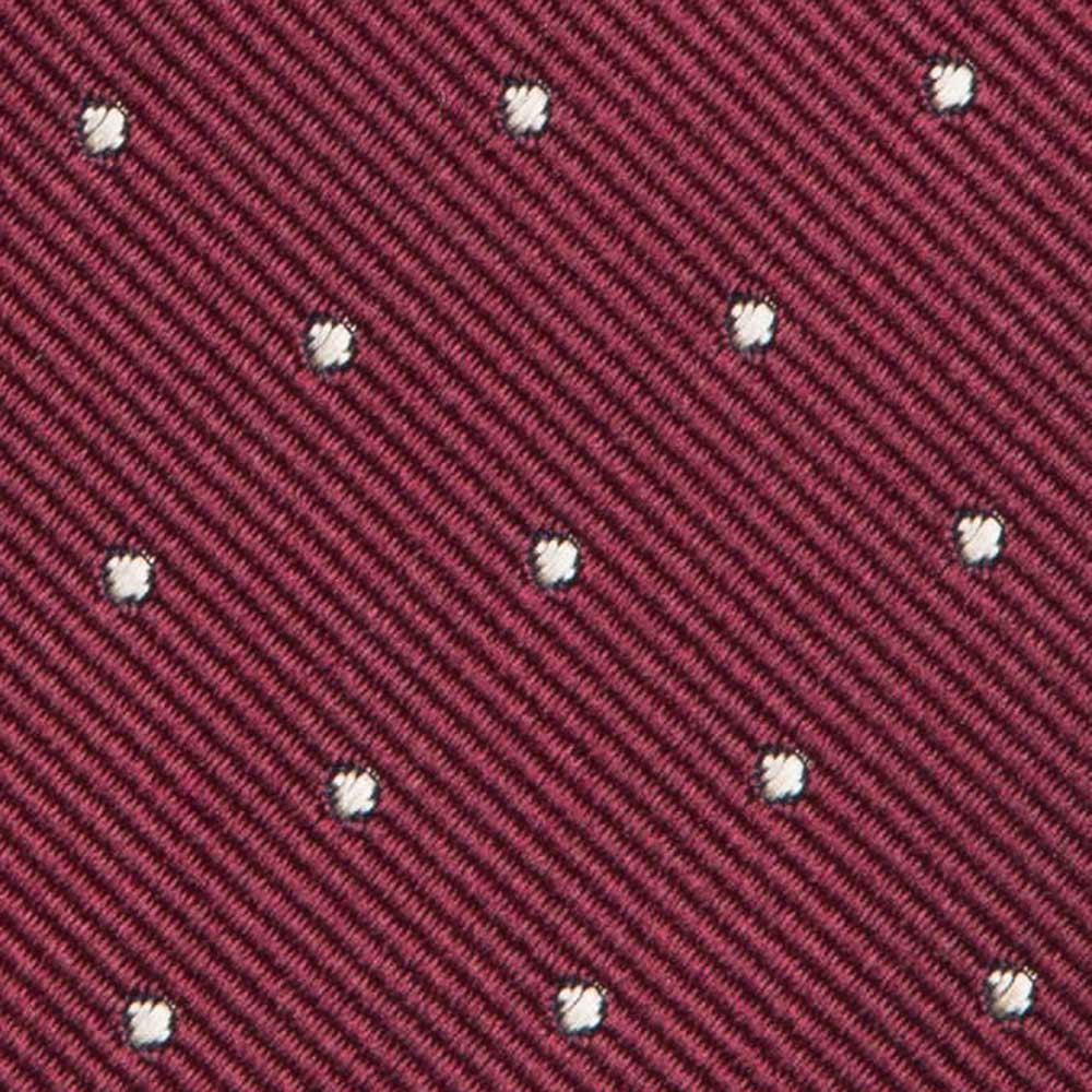 King Twill Pin Dot Burgundy White Silk Tie