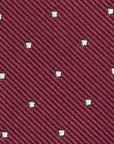 King Twill Pin Dot Burgundy White Silk Tie