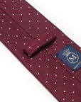 King Twill Pin Dot Burgundy White Silk Tie