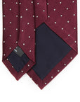 King Twill Pin Dot Burgundy White Silk Tie