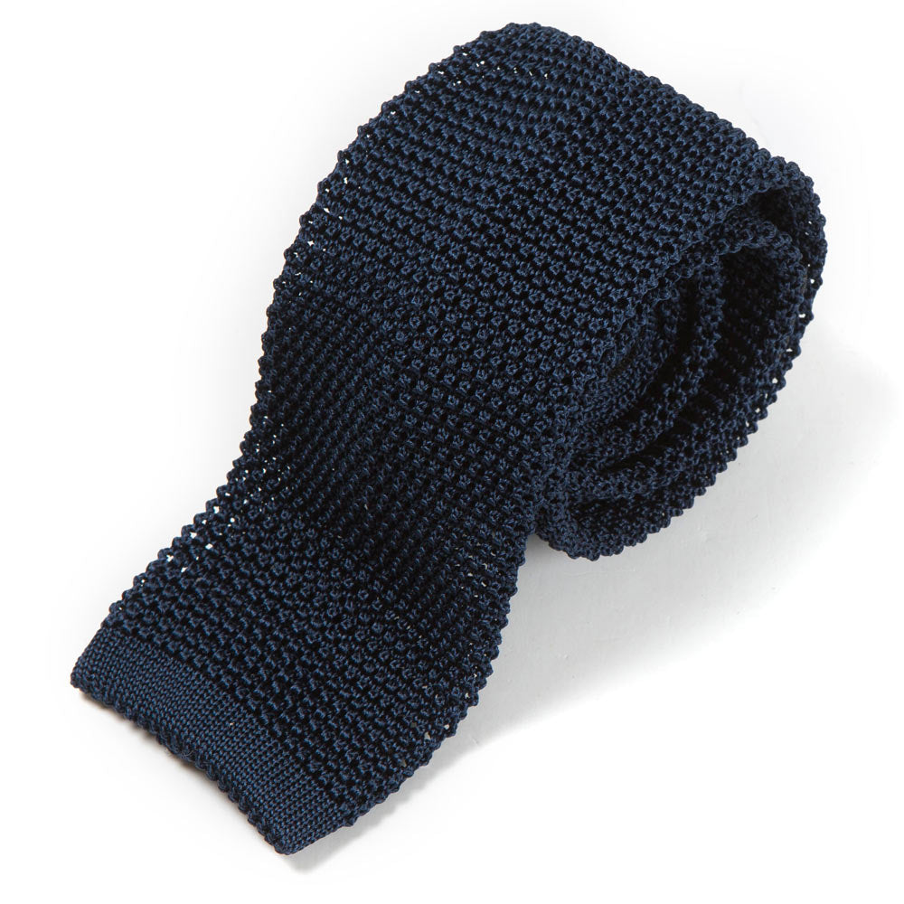 Classic Navy Solid Silk Knit Tie