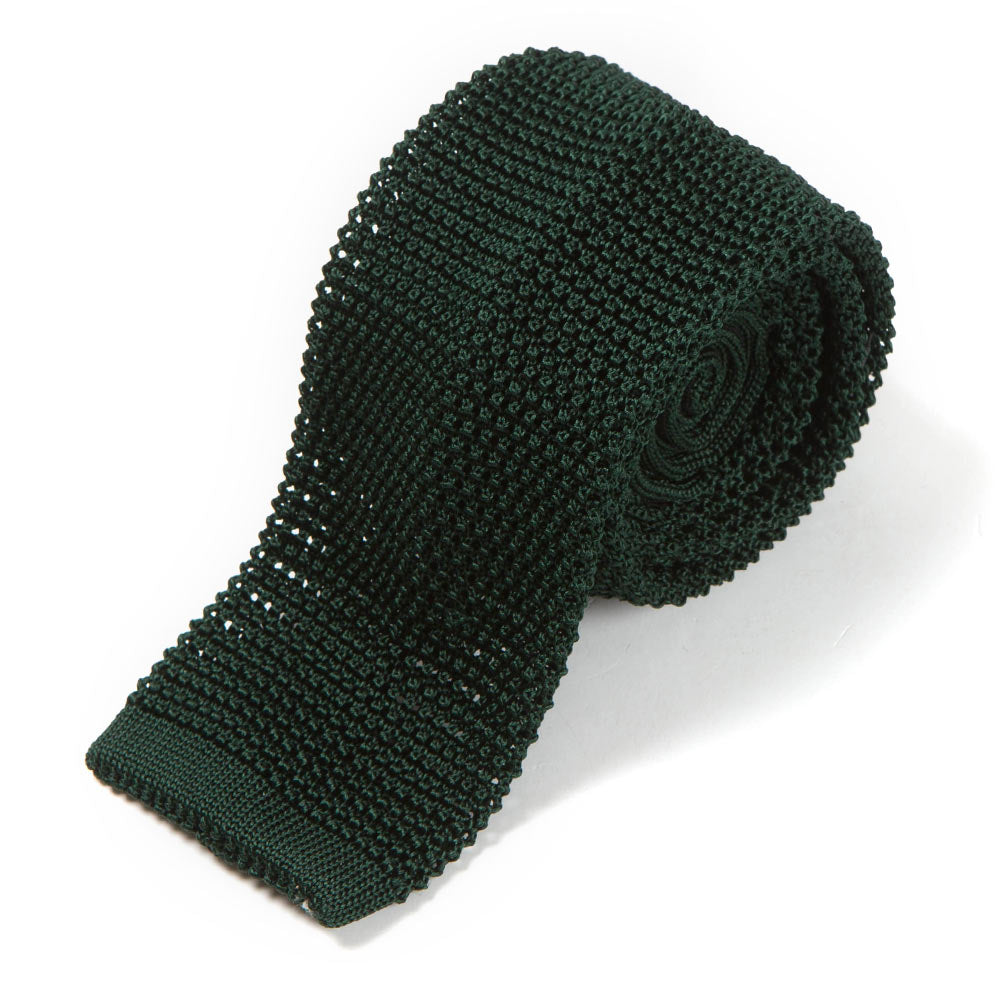 Forest Green Solid Silk Knit Tie – MEMENTOMORI
