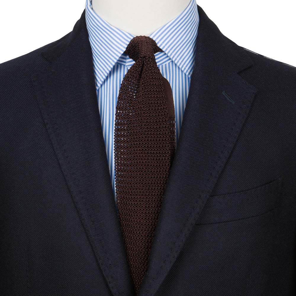 Dark Brown Solid Silk Knit Tie