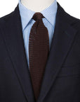 Dark Brown Solid Silk Knit Tie