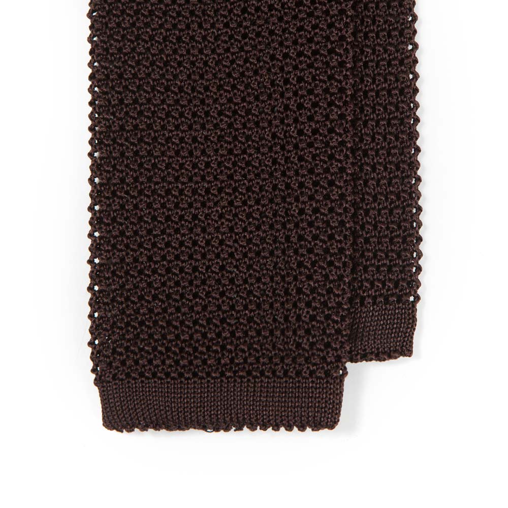Dark Brown Solid Silk Knit Tie