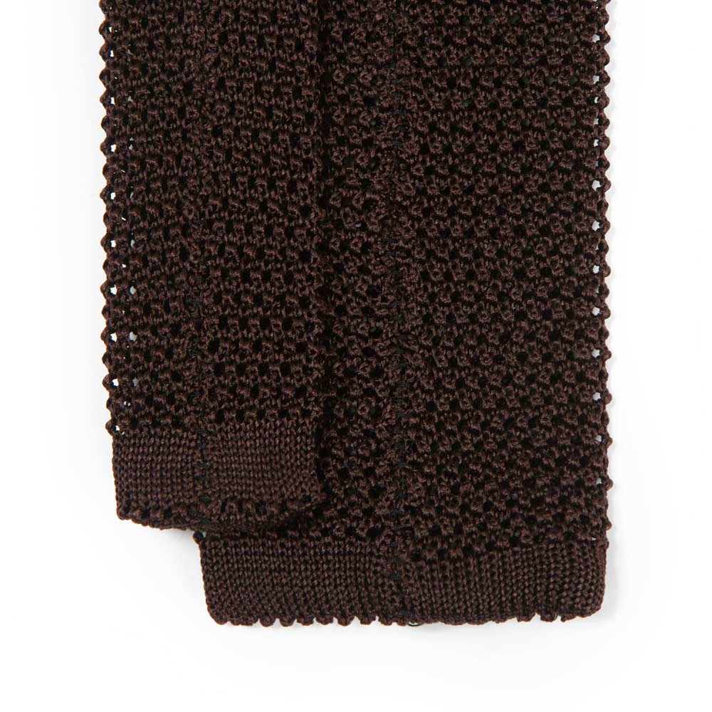 Dark Brown Solid Silk Knit Tie