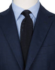Dark Navy Solid Silk Knit Tie