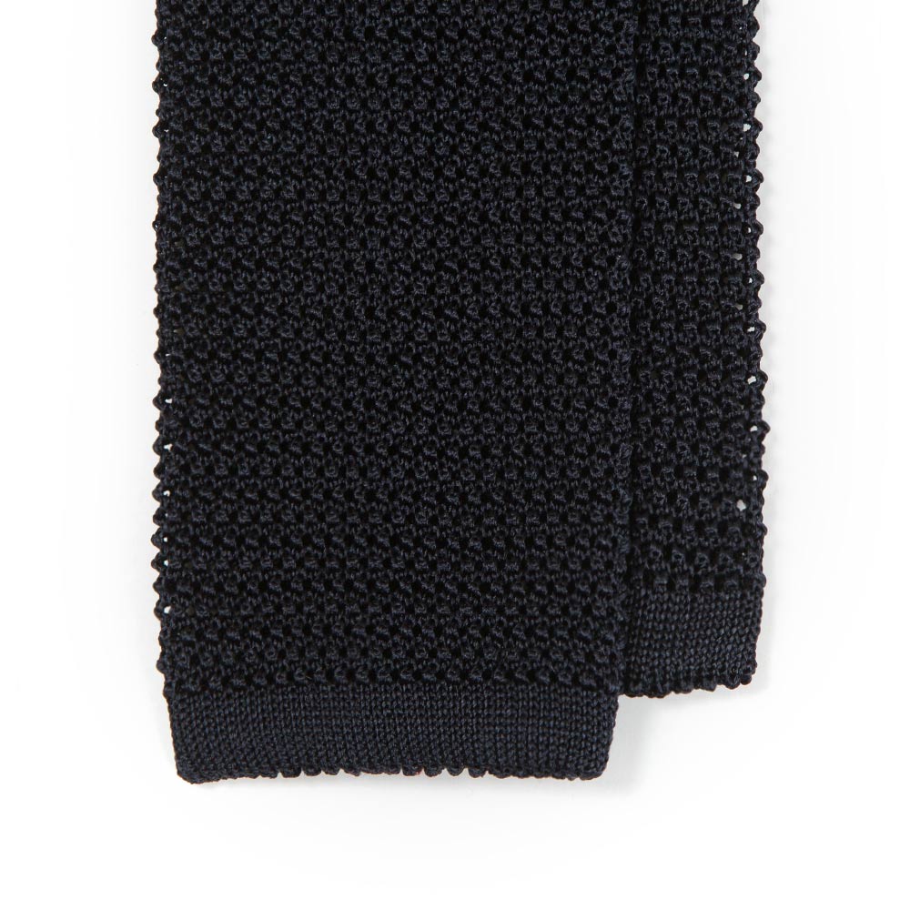 Dark Navy Solid Silk Knit Tie