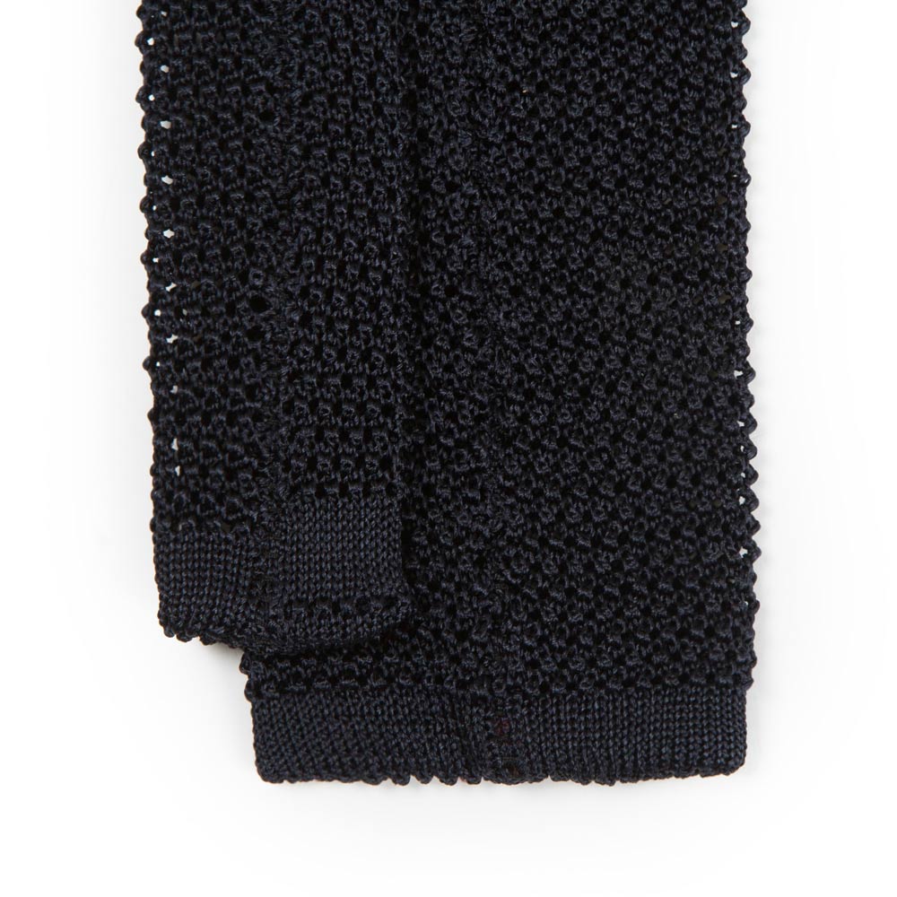 Dark Navy Solid Silk Knit Tie