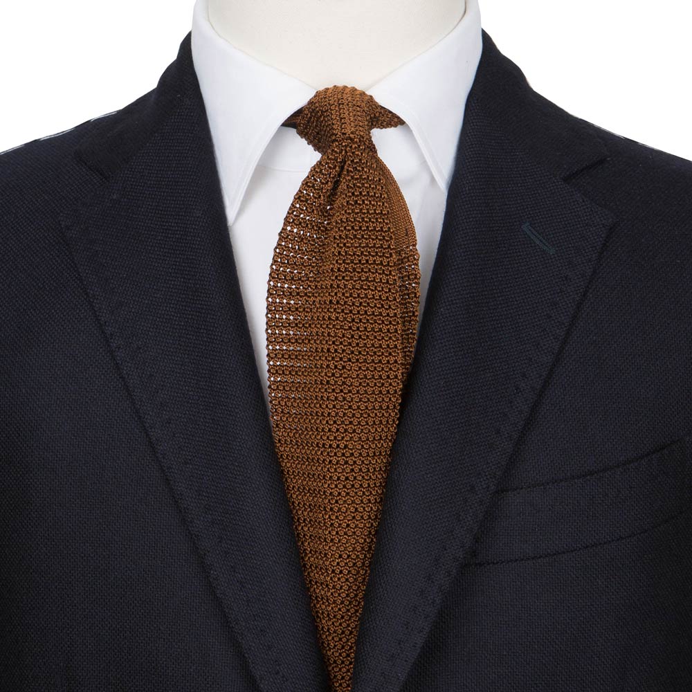 Light Brown Solid Silk Knit Tie