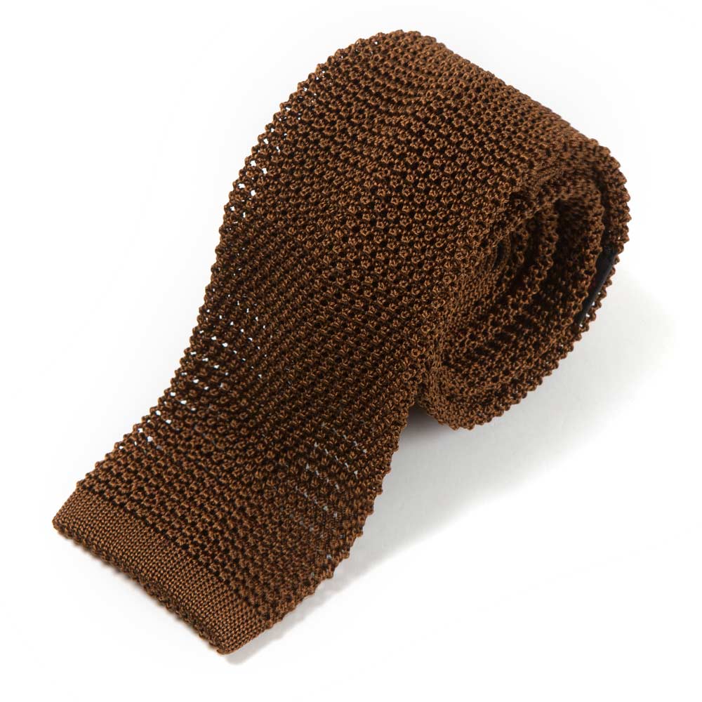 Light Brown Solid Silk Knit Tie