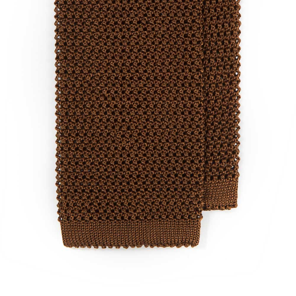 Light Brown Solid Silk Knit Tie