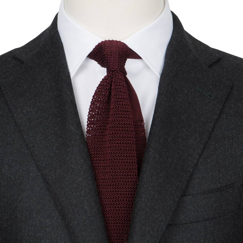Deep Burgundy Solid Silk Knit Tie