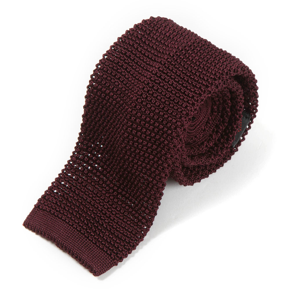 Deep Burgundy Solid Silk Knit Tie – MEMENTOMORI