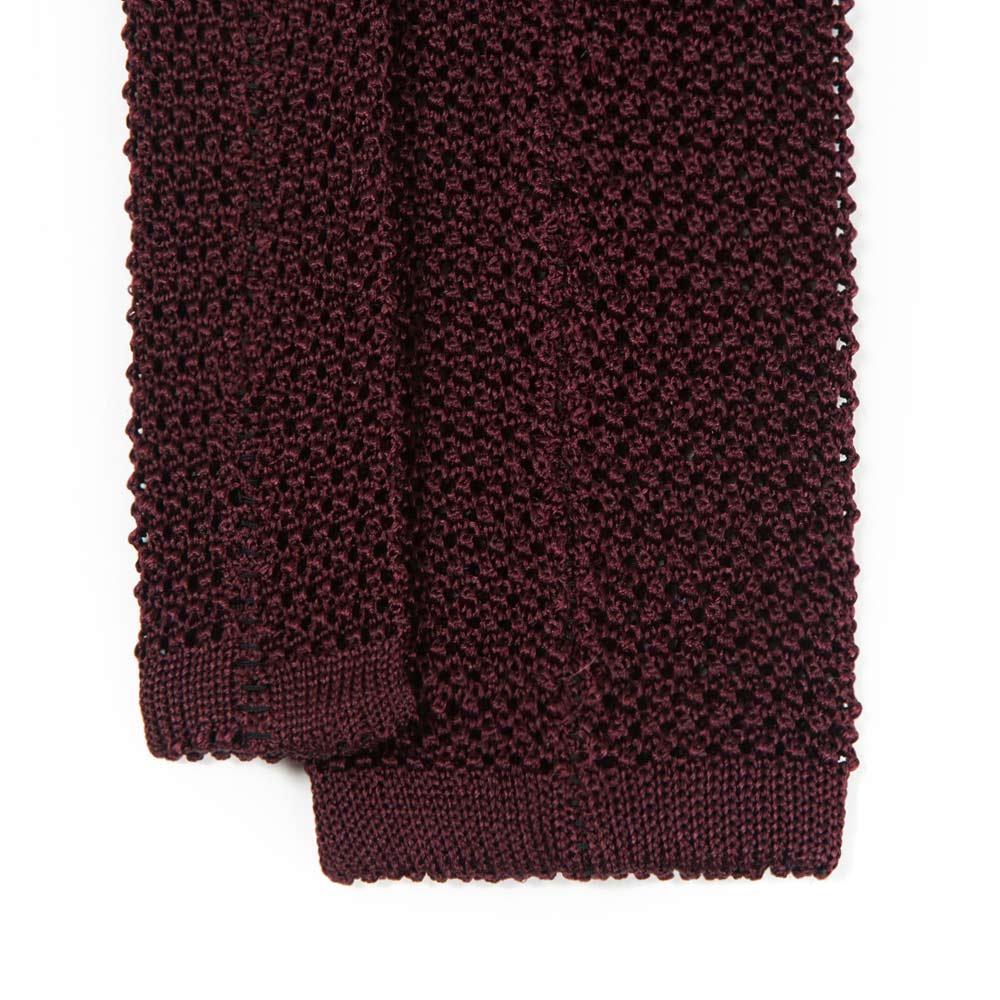 Deep Burgundy Solid Silk Knit Tie
